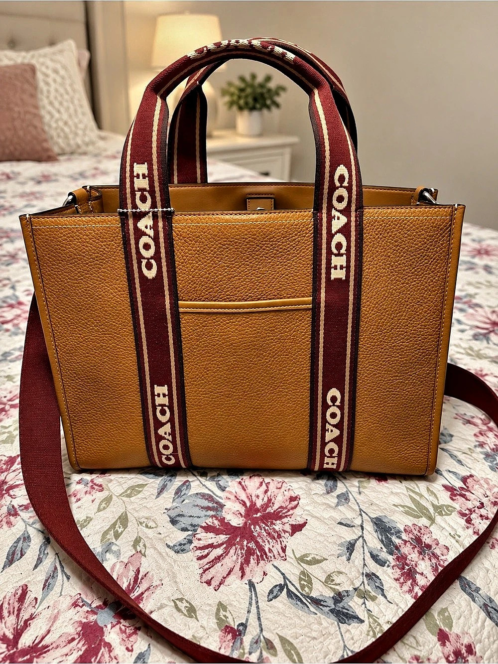 COACH Field Tote 30 In Colorblock With Coach Badge Colorblock Brown & Burgundy